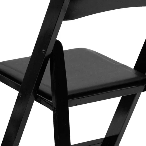Vista 9 de EMMA + OLIVER Paquete de 4 sillas plegables de madera negra con asiento acolchado de vinilo