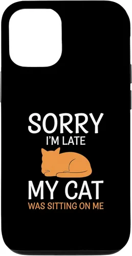 Vista 28 de Cat Funny Sorry I'm Late, My Cat was Sitting On Me Case for iPhone 16