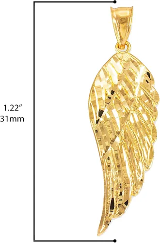 Vista 4 de Colgante de oro de 14 quilates con diseño de ala de ángel, color dorado