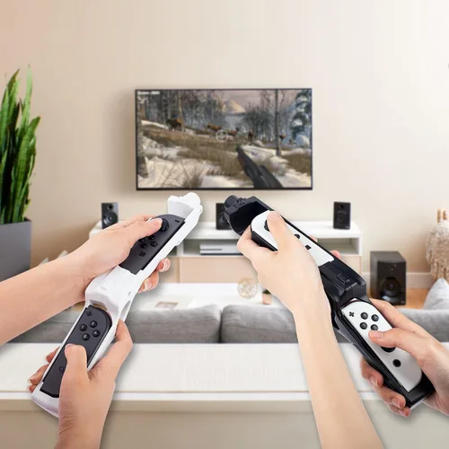 Vista 7 de FANPL Pistola de juego para Nintendo Switch & Switch OLED Joy Con, control de agarre para simulador de caza, para Wolfenstein 2, para Splatoon