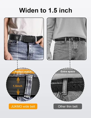 Vista 2 de JUKMO Cinturón de trinquete de cuero de 1.5" (38mm) para hombre en caja de regalo
