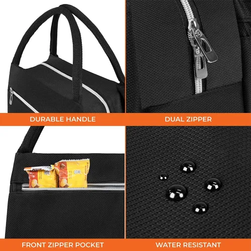 Vista 5 de opux Bolsa de almuerzo para mujer, lonchera aislada tipo tote para niñas, para el trabajo y la escuela de adultos, pequeña bolsa enfriadora