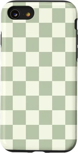 Vista 18 de Funda clásica Checkered Checker Checkerboard Light Sage Green para iPhone 17