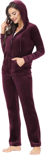 Vista 2 de ANOTHER CHOICE Conjunto de 2 piezas de terciopelo con capucha y cremallera para mujer