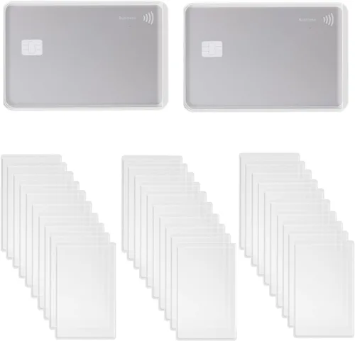 Vista 9 de 100 fundas protectoras impermeables para tarjetas de crédito, licencia, identificación, tarjeta de visita y seguridad social, fundas verticales