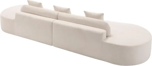 Vista 3 de Sofá curvo de 130.5 pulgadas para sala de estar, moderno sofá modular minimalista en nube, sofá de gran tamaño comprimido sin hueso de 3 plazas