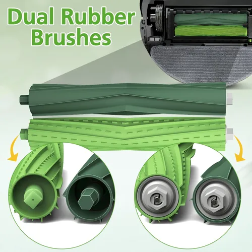 Vista 5 de Piezas de repuesto para iRobot Roomba Combo i5, i5+, j5, j5+ robot aspirador, kit de accesorios: cepillos de goma dobles multisuperficie + 4 filtros