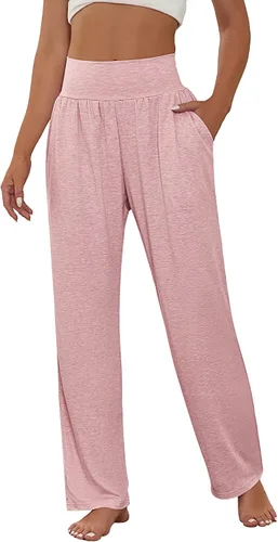 Vista 2 de Neer 3 piezas de pantalones de yoga de pierna ancha para mujer, cómodos, holgados, de cintura alta, pantalones deportivos casuales