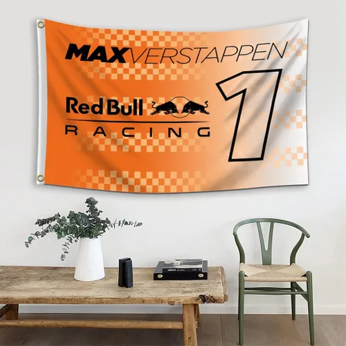 Vista 2 de Max Verstappen - Bandera #1 de 3 x 5 pies, bandera de carreras Red Bull para fanáticos de los automóviles con ojales de latón