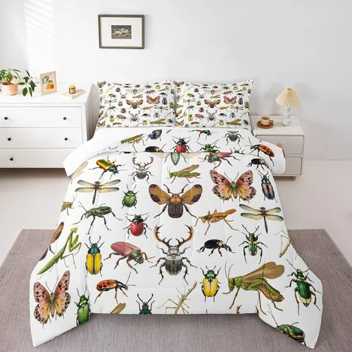 Vista 46 de Juego de ropa de cama Happy Camping de Homewish, tamaño individual, con diseño de osos cazadores y pinos, para niños, hombres, adultos, decoración