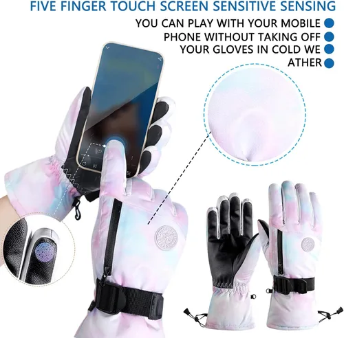 Vista 6 de ZJRXM Guantes de esquí para hombres y mujeres guantes de nieve Thinsulate guantes de nieve cálidos para invierno guantes de snowboard para clima frío