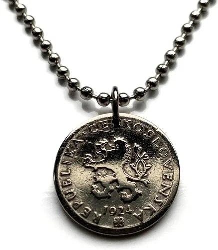 Vista 2 de 1928 Checoslovaquia 20 Haleru moneda colgante León checo Escudo eslovaco Praga Brno Bratislava Ostrava Bohemia Moravia Puente de Carlos Karlstejn