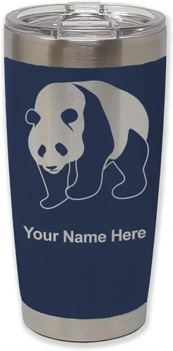 Vista 39 de LaserGram Vaso aislado al vacío de 20 onzas, oso panda, grabado personalizado incluido (negro)