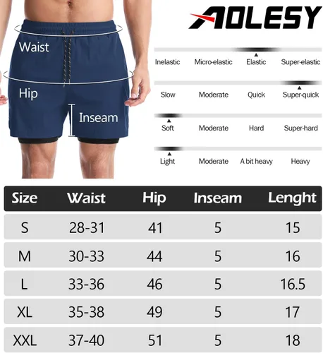 Vista 6 de Aolesy Pantalones cortos de correr 2 en 1 para hombre, pantalones cortos deportivos de entrenamiento para hombre, de secado rápido, ligeros