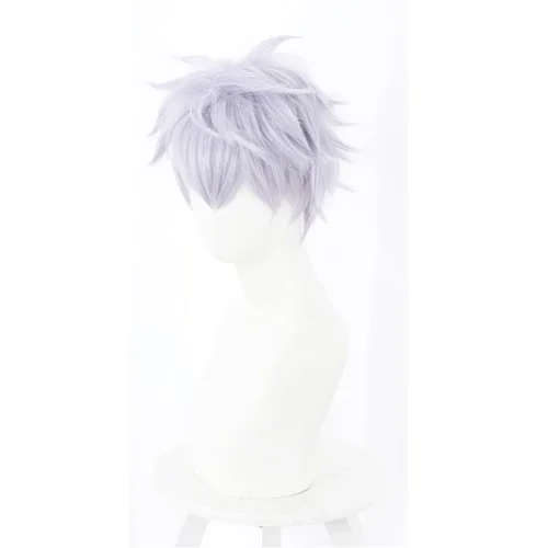 Vista 3 de Aadesso Peluca de cosplay de anime Jujutsu Kaisen de Gojo Satoru, peluca de cosplay para Halloween, pelucas de fiesta de Navidad para niños y niñas