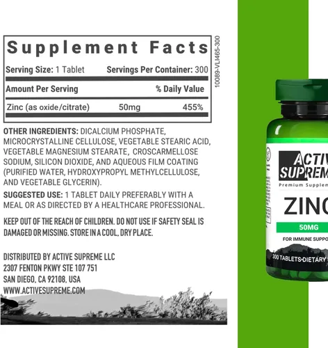 Vista 2 de Citrato de zinc de 50 mg - Suplemento para apoyar el sistema inmunológico y la salud reproductiva