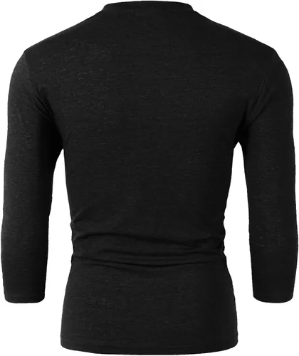 Vista 3 de H2H - Camisetas de cuello henley y manga larga para hombre, diseño informal y ajustado de tela fina y ligera