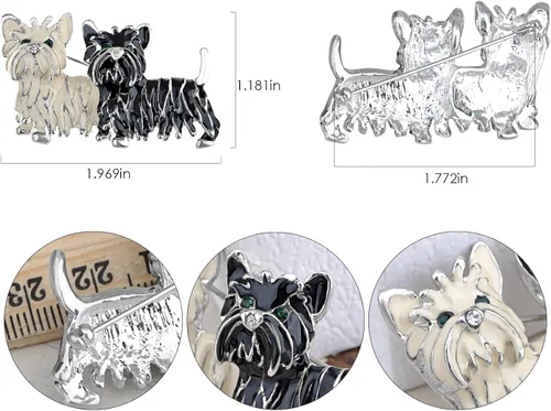 Vista 6 de Negro y Blanco disfraz de Shih Tzu Cachorros esmalte moda joyas pin broche colgante