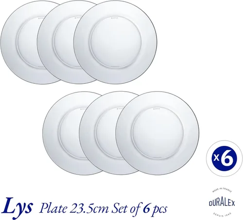 Vista 3 de Duralex - Juego de 6 platos Lys Clear 9.3 in (9 1-4 in)