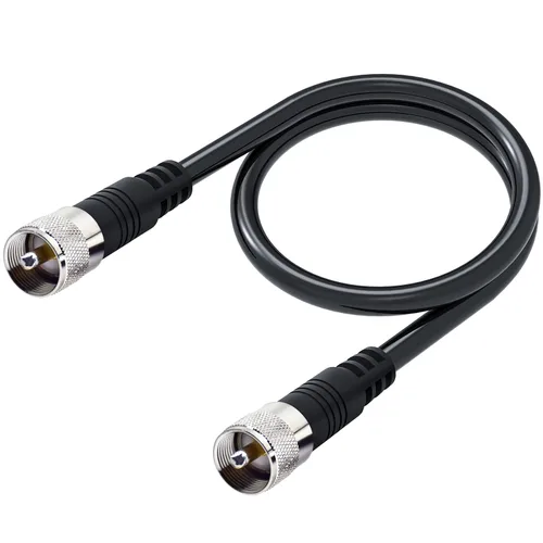 Vista 10 de Cable coaxial RG8X, cable de antena CB de puente PL259 corto de 12 pulgadas, conector macho UHF de 50 ohmios, baja pérdida para radioaficionado Negro
