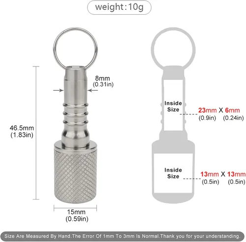 Vista 3 de Llavero pastillero, estuche de titanio pequeño organizador impermeable, contenedor EDC tubo de metal para acampar al aire libre, viajes, hombres