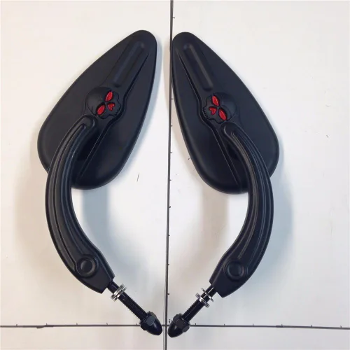 Vista 4 de HONGK - Espejos de aluminio negro con forma de lágrima de calavera y emblema zombi compatibles con Sportster 883 Deluxe XLH883 1999-2003 [B01BI8R1WW]