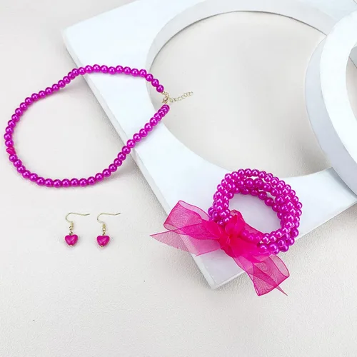 Vista 6 de YBMYCM Juego de 3 piezas de joyería de perlas sintéticas para mujer, incluye gargantilla de perlas sintéticas, 5 pulseras elásticas de perlas
