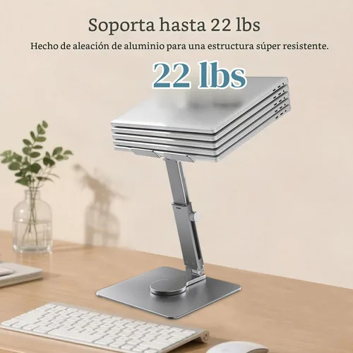 Vista 3 de Soporte para iPad, altura ajustable con base giratoria de 360 grados para escritorio, soporte de tableta de aleación de aluminio compatible con i