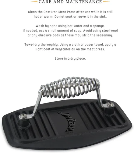 Vista 5 de Jim Beam Prensa de hierro JB0177 para carne a la parrilla Accesorios para parrilla, negro