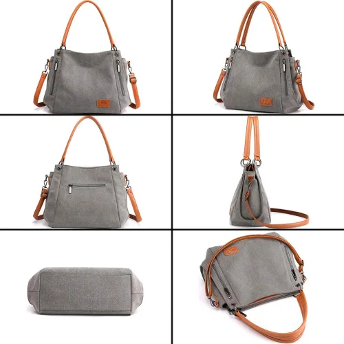 Vista 5 de ZiMing Womens Handbags Canvas Tote Bag Shoulder Bags Satchel Hobo Purse Casual Bag Ladies Daypack Crossbody Bag