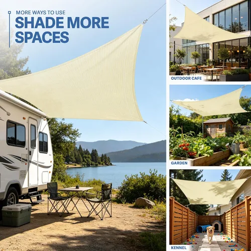 Vista 2 de E&K Sunrise - Toldo parasol rectangular de 14 x 18 pies, bloquea los rayos UV, para pérgola, patio, jardín al aire libre (beige)