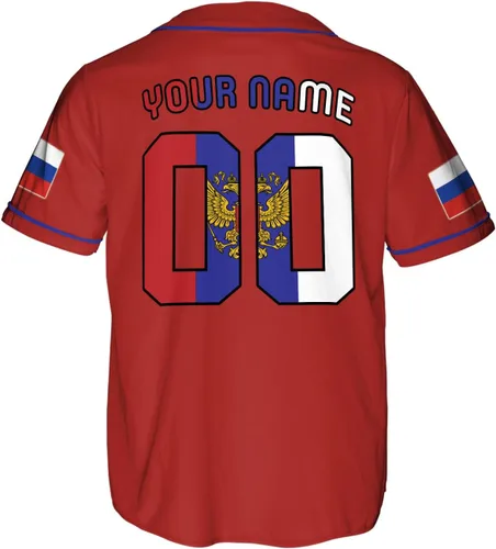 Vista 3 de Podagree - Camiseta de béisbol personalizada de Rusia, con la bandera rusa orgullosa, camiseta de escudo de armas ruso, regalo para hombres y mujeres