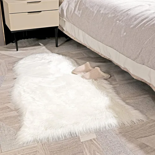 Vista 7 de Alfombra de pelo de oveja sintética QHWLKJ suave y esponjosa para sillón o sofá, mantita tipo alfombra para el sofá, el dormitorio, salón, suelo