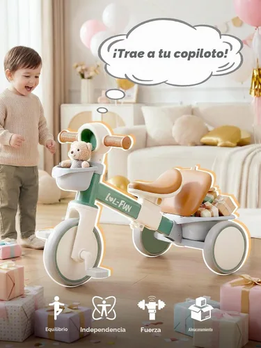 Vista 4 de Triciclo para niños pequeños de 1 a 3 años, bicicleta de equilibrio para Menta