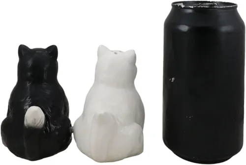 Vista 4 de Ebros Gift Feline - Juego de figuras magnéticas de cerámica con diseño de gatos esponjosos, salero y pimentero, 3.25 pulgadas de alto, diseño