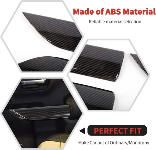 Vista 3 de RT-TCZ Cubierta de panel de manija interior de fibra de carbono, accesorios interiores para Chevrolet Silverado 2019-2022, para GMC Sierra 2019-2022