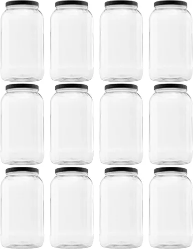 Vista 11 de Tarro de plástico de 64 oz (1/2 galón), tapa blanca, paquete de 1