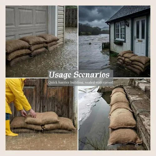 Vista 5 de Paquete de 5 bolsas de arena sin arena, barreras de agua para garaje, barreras de inundación, bolsas de arena de 16 x 24 pulgadas para inundaciones