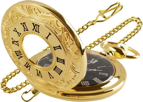 Vista 11 de Hollow Roman Digital Scale Men's Quartz Pocket Watches, Quartz Pocket Strap with Chain for Men