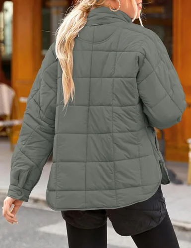 Vista 6 de LEANI Women's Oversized Lightweight Puffer Jackets Long Sleeve Zipper Short Down Coat with Pockets