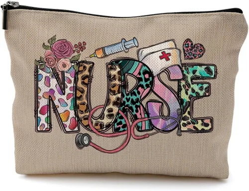 Vista 19 de Bolsas de maquillaje para enfermeras - Bolsas de cosméticos con cremallera para mujeres y estudiantes de enfermería Un estilo-enfermera-blanco