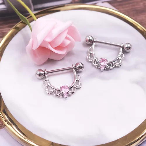 Vista 6 de BODY16G CZCZ 3 pares de anillos de pezón de acero inoxidable 316L de 14G, 3 pares de anillos de pezón de circonita cúbica para pezón, joyería
