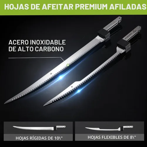 Vista 2 de WORKPRO Cuchillo de filete eléctrico inalámbrico de 12V con hojas afiladas como navajas de 8'' y 10'', cuchillo de filete inalámbrico con mango