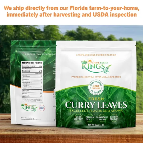 Vista 12 de Hojas de curry frescas - 4 oz - Paquete de $3.74 por oz - Inspeccionado por el USDA en el sitio, cultivado en Florida, altamente aromático y sabroso