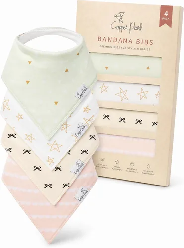 Vista 39 de Copper Pearl Baberos tipo bandana para bebé, paquete de 4 baberos de algodón suave para babear y dentición, absorbentes, ajuste ajustable, muchos