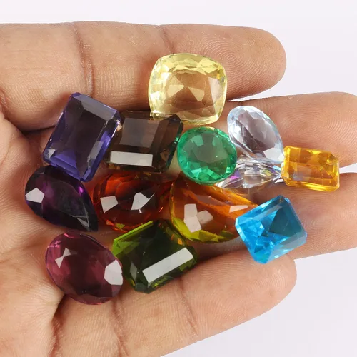 Vista 4 de GEMHUB Lote de piedras preciosas de mezcla brasileña para niños, artes y manualidades, formas surtidas, tamaños de colores, Gema, topacio sintético
