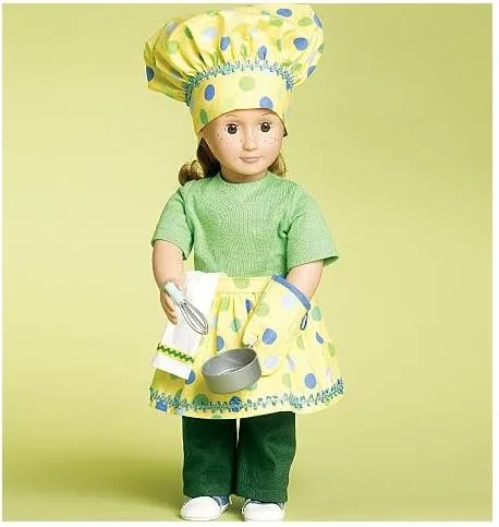 Vista 3 de McCall's Patterns M6451 18" (46cm) Ropa de muñeca, Bolso, Toalla y Gato, Talla única