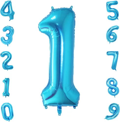 Vista 10 de Globo azul con el número 0, 40 pulgadas, Mylar premium, reutilizable, para decoración de fiesta de cumpleaños