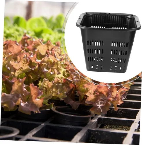 Vista 8 de 10 piezas hidropónico de cuenca hidropónica red macetas de red macetas para orquídeas vivero, macetas cuadradas de orquídeas, macetas de orquídeas