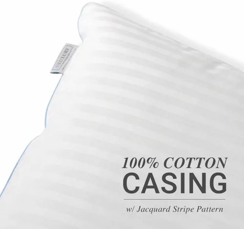 Vista 8 de eLuxurySupply Almohadas de cama de alta calidad, paquete de 2, almohadas de cama para dormir, densidad media y loft, funda 100% algodón y relleno